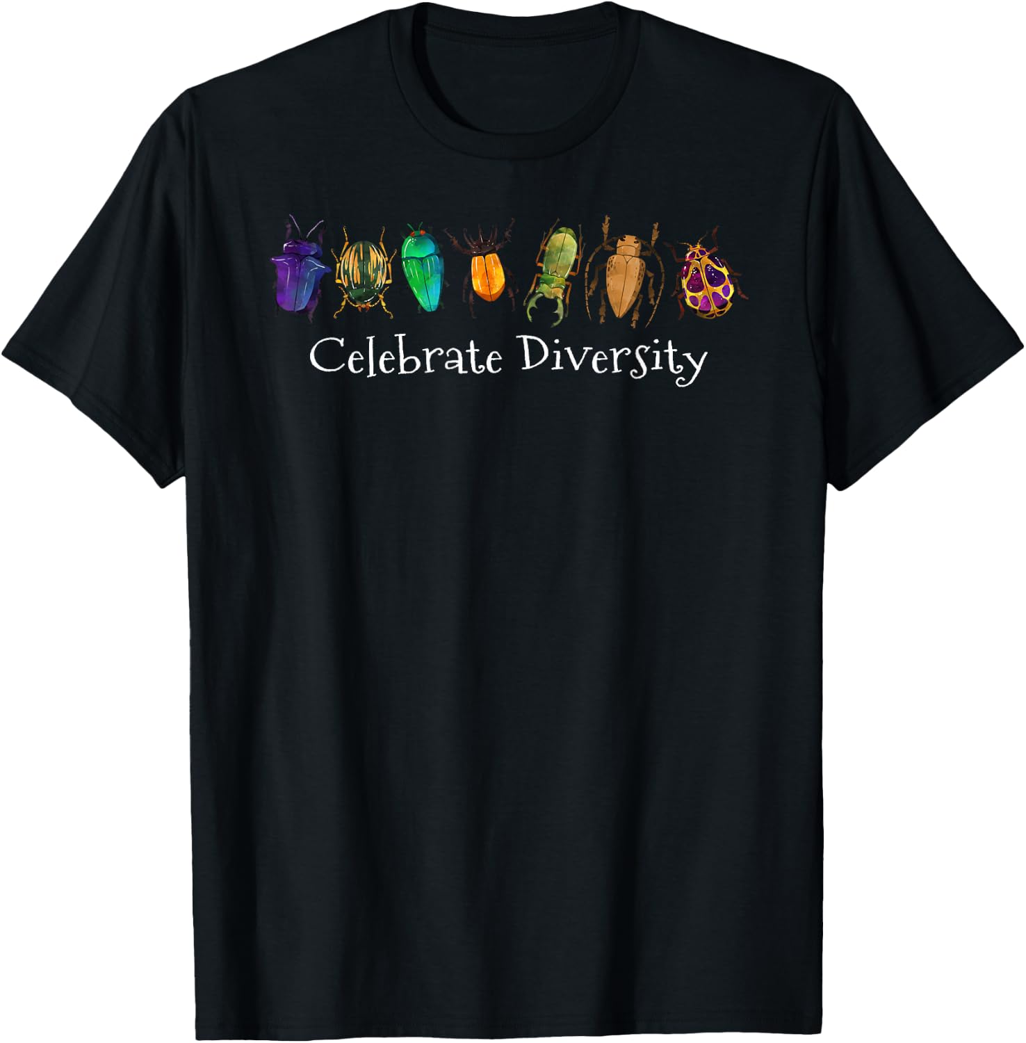 Celebrate Diversity Beetles Bugs Insects Entomology T-Shirt - T-Shirt | Black