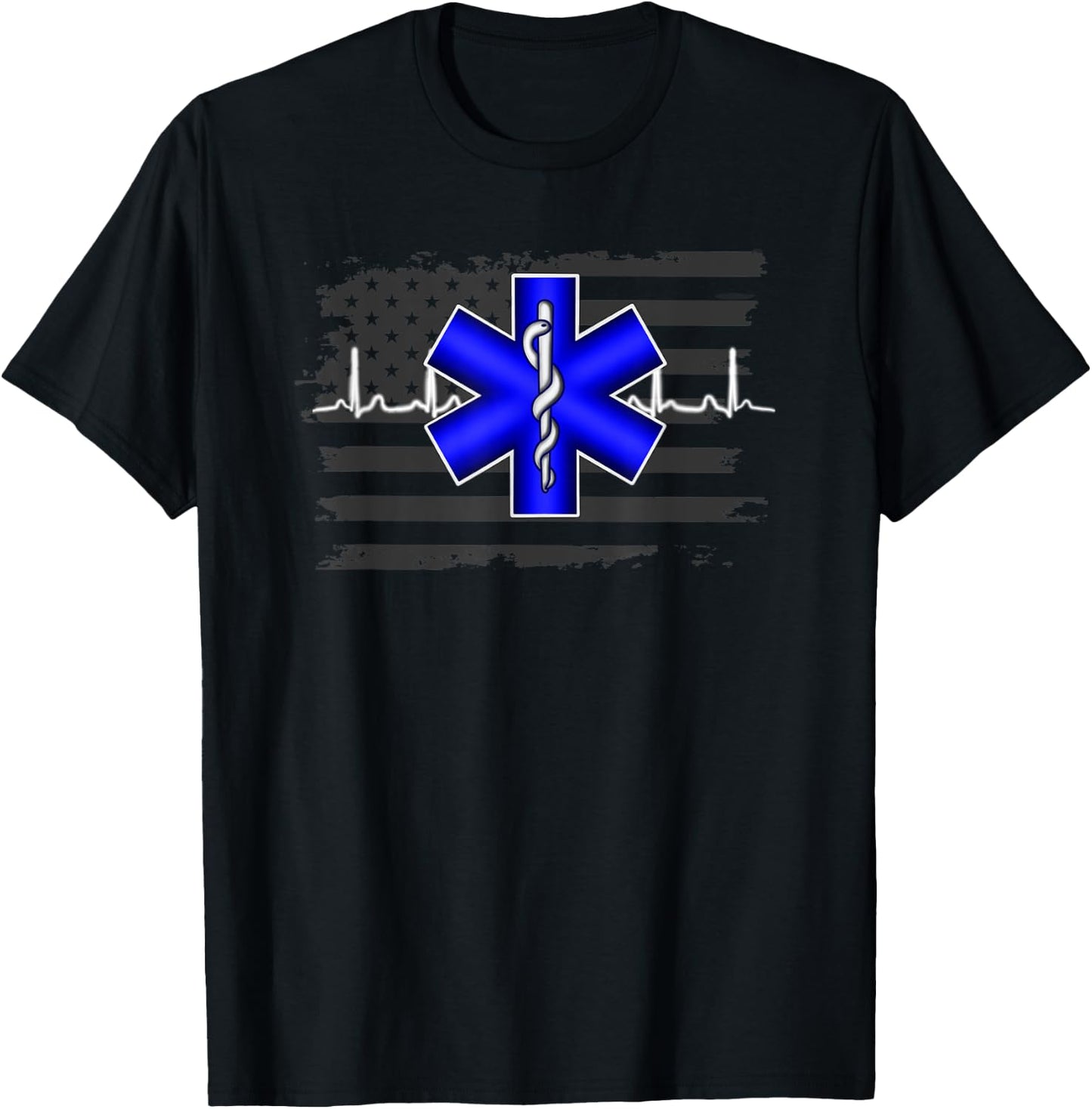 EMS EMT Paramedic First Responder Flag Thin White Line T-Shirt - T-Shirt | Black