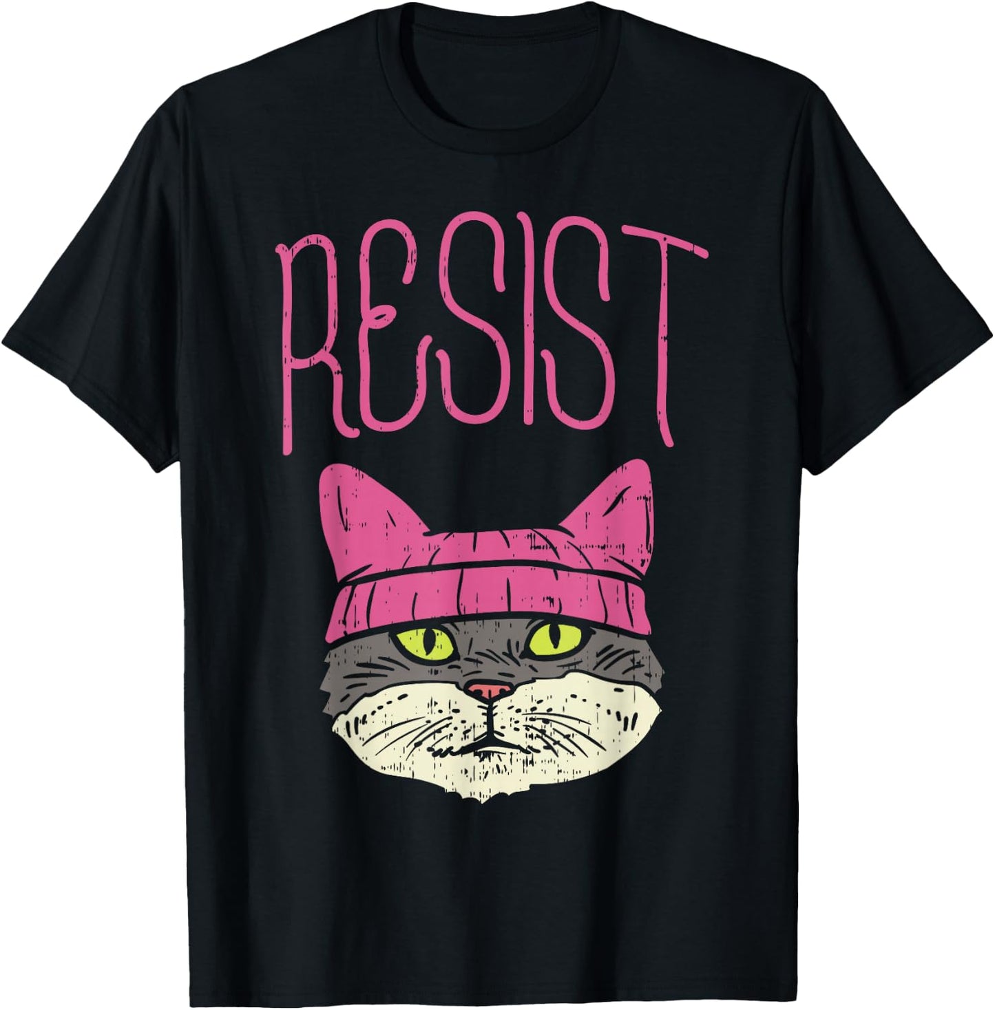 March Shirt Resist Pink Hat Kitty Cat Lover Gift T-Shirt - T-Shirt | Black