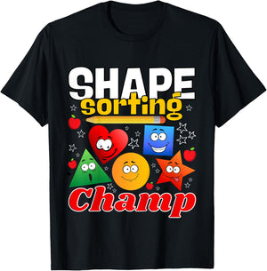 Simple Shape Sorting Lover Geometry Identification Toddler T-Shirt - T-Shirt | Black