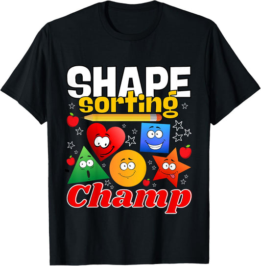 Simple Shape Sorting Lover Geometry Identification Toddler T-Shirt - T-Shirt | Black