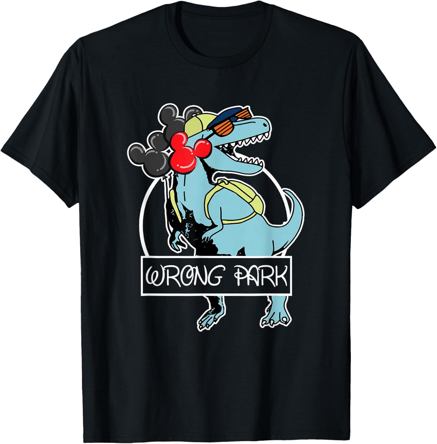 Wrong Park Dinosaur Funny Glasses T-Shirt - T-Shirt | Black