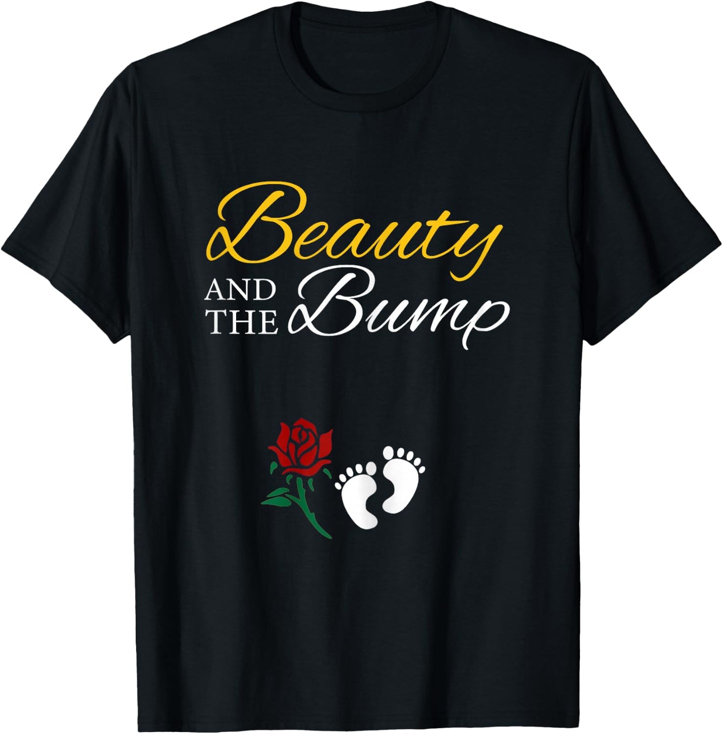 Beauty And The Bump Cute Pregnancy Announcement T-Shirt - T-Shirt | Black