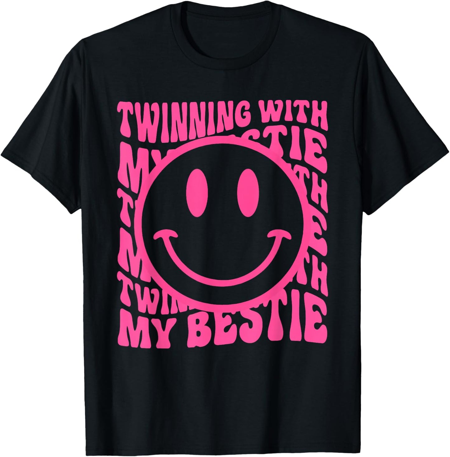 Twinning With My Bestie Spirit Week Twin Day Best Friend 70s T-Shirt - T-Shirt | Black