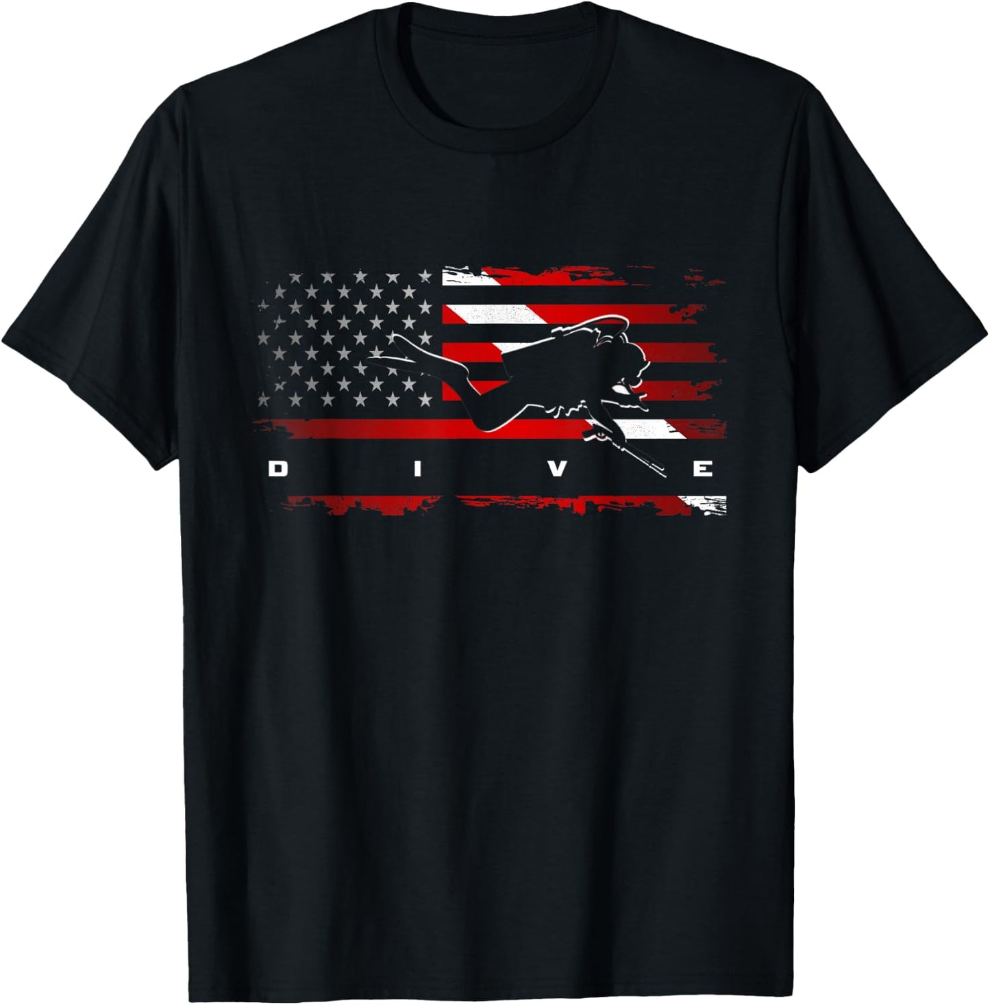 American Flag Scuba Diving Apparel - Scuba Diving T-Shirt - T-Shirt | Black