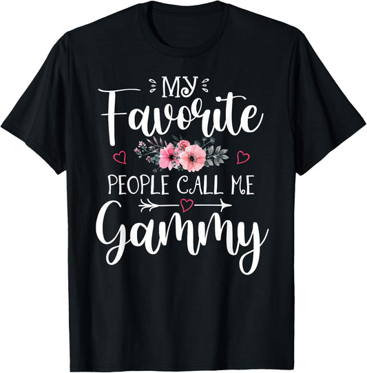 My Favorite People Call Me Gammy Funny Floral Mother's Day T-Shirt - T-Shirt | Black