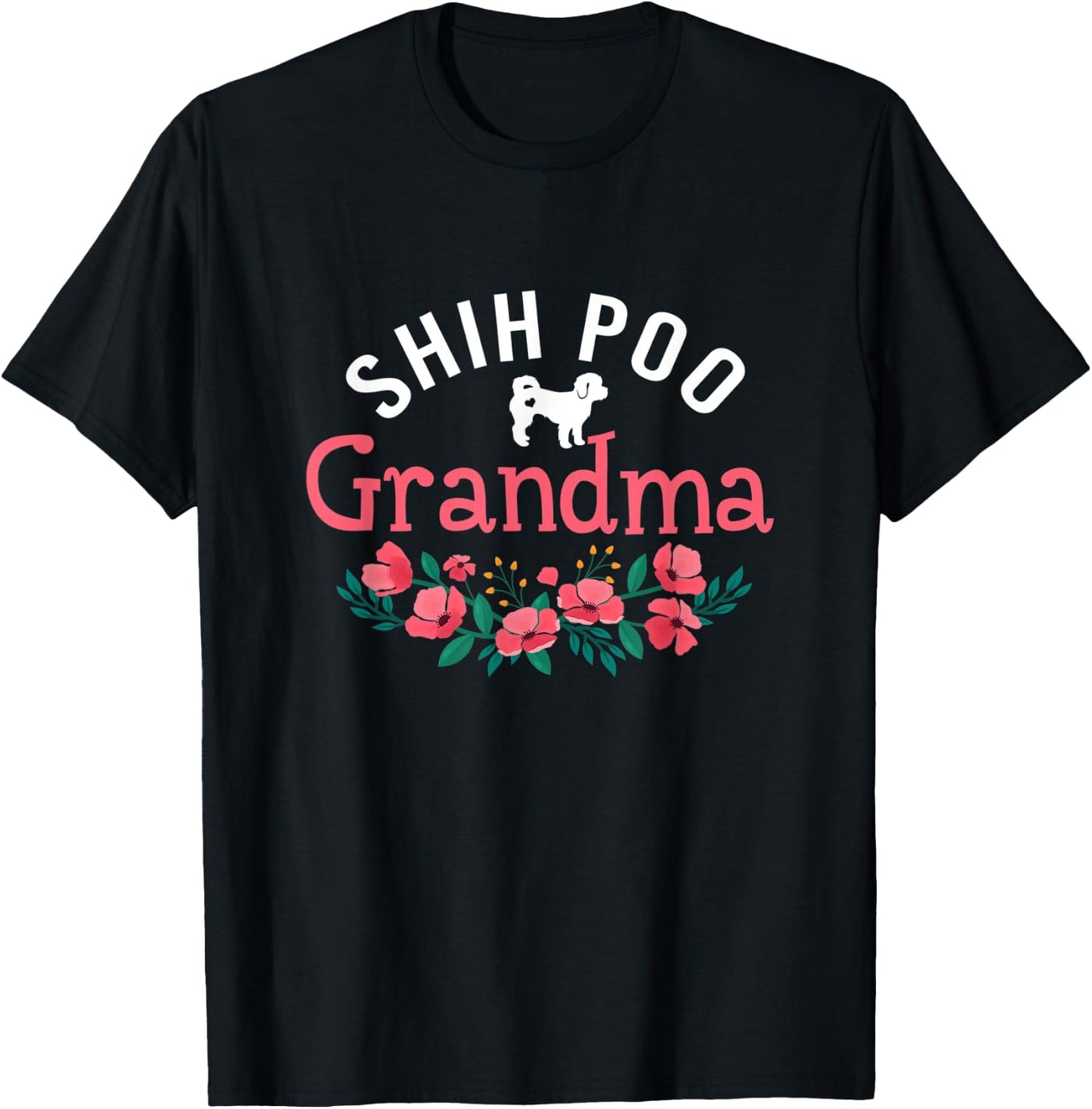 Shih Poo Dog Gifts For Grandma Dog Lovers Christmas T-Shirt - T-Shirt | Black