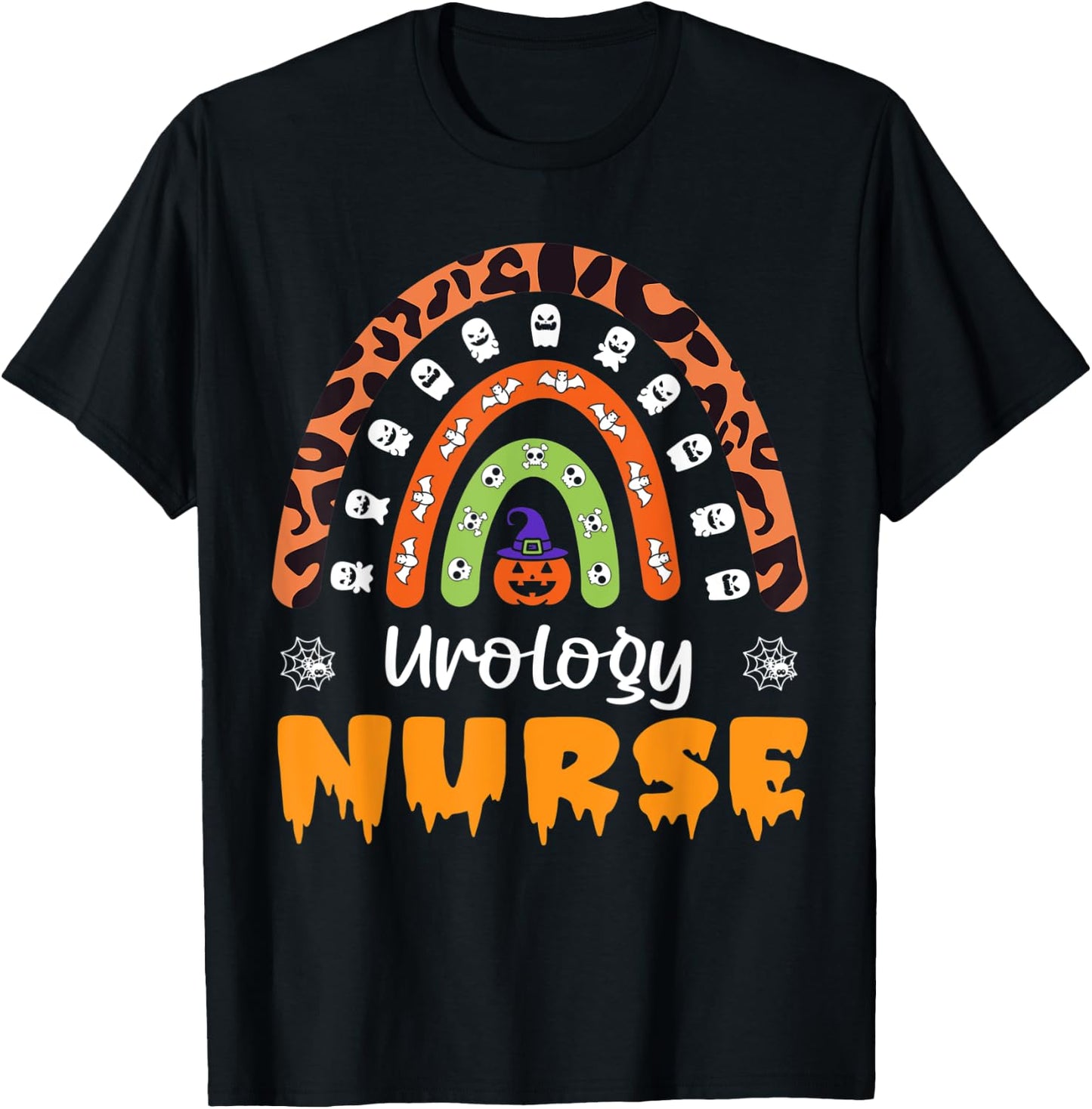 Urology Nurse RN Leopard Rainbow Women Halloween Costume T-Shirt - T-Shirt | Black