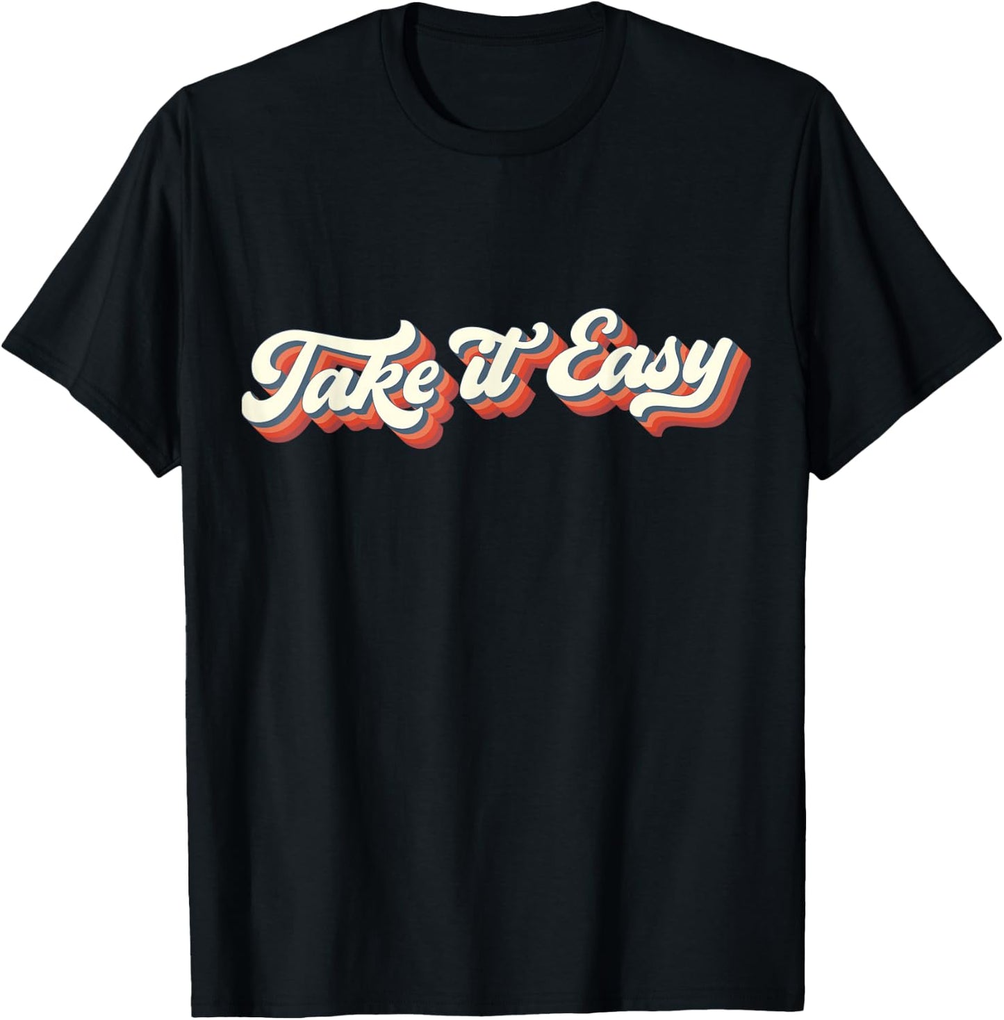 Retro Distressed 70's Take It Easy T-Shirt - T-Shirt | Black