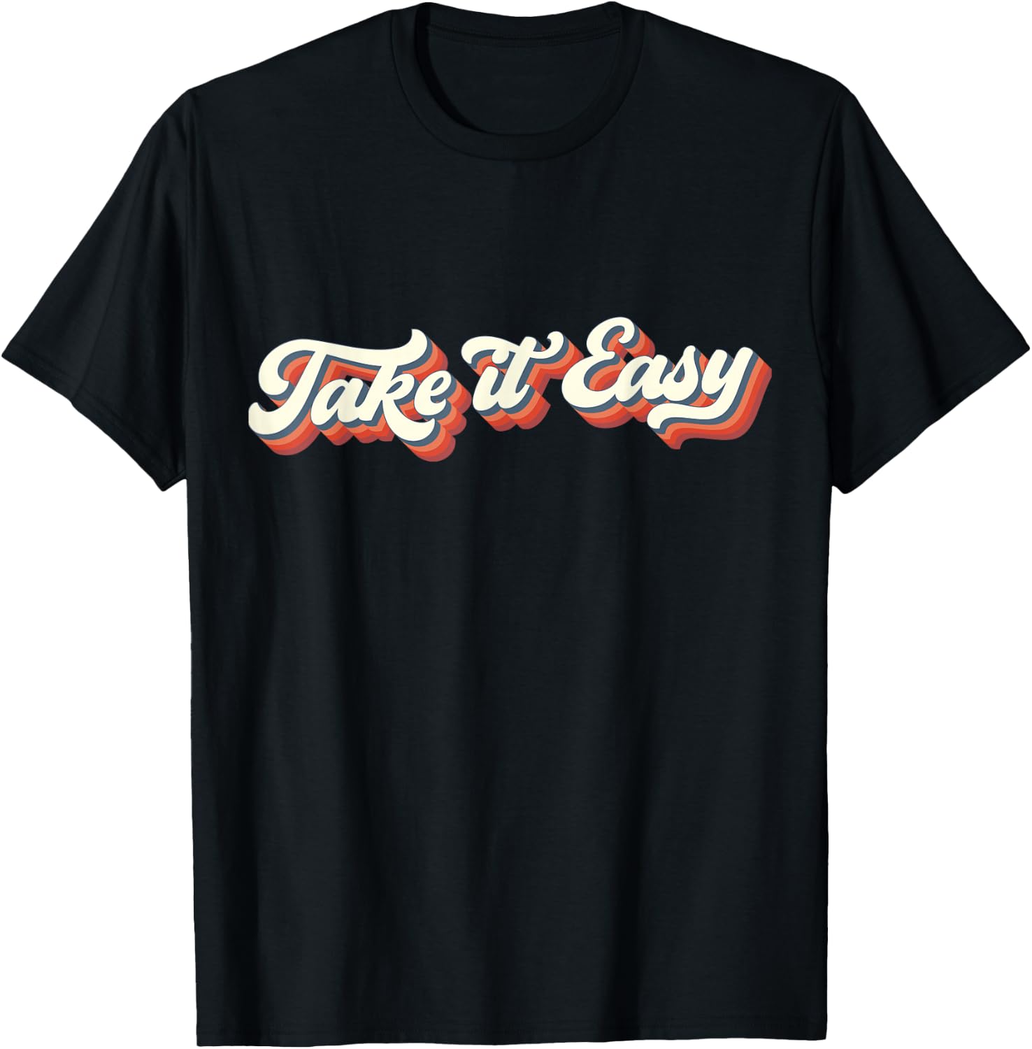 Retro Distressed 70's Take It Easy T-Shirt - T-Shirt | Black