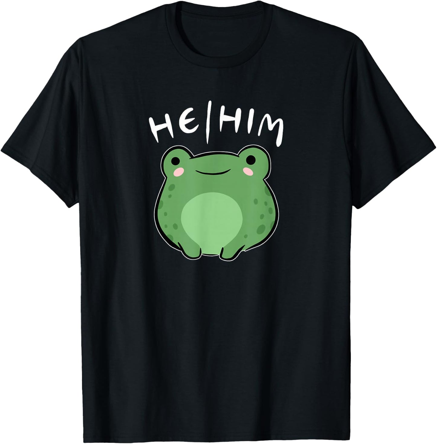 He Him Pronouns Frog Cute LGBT Queer Aesthetic T-Shirt - T-Shirt | Black