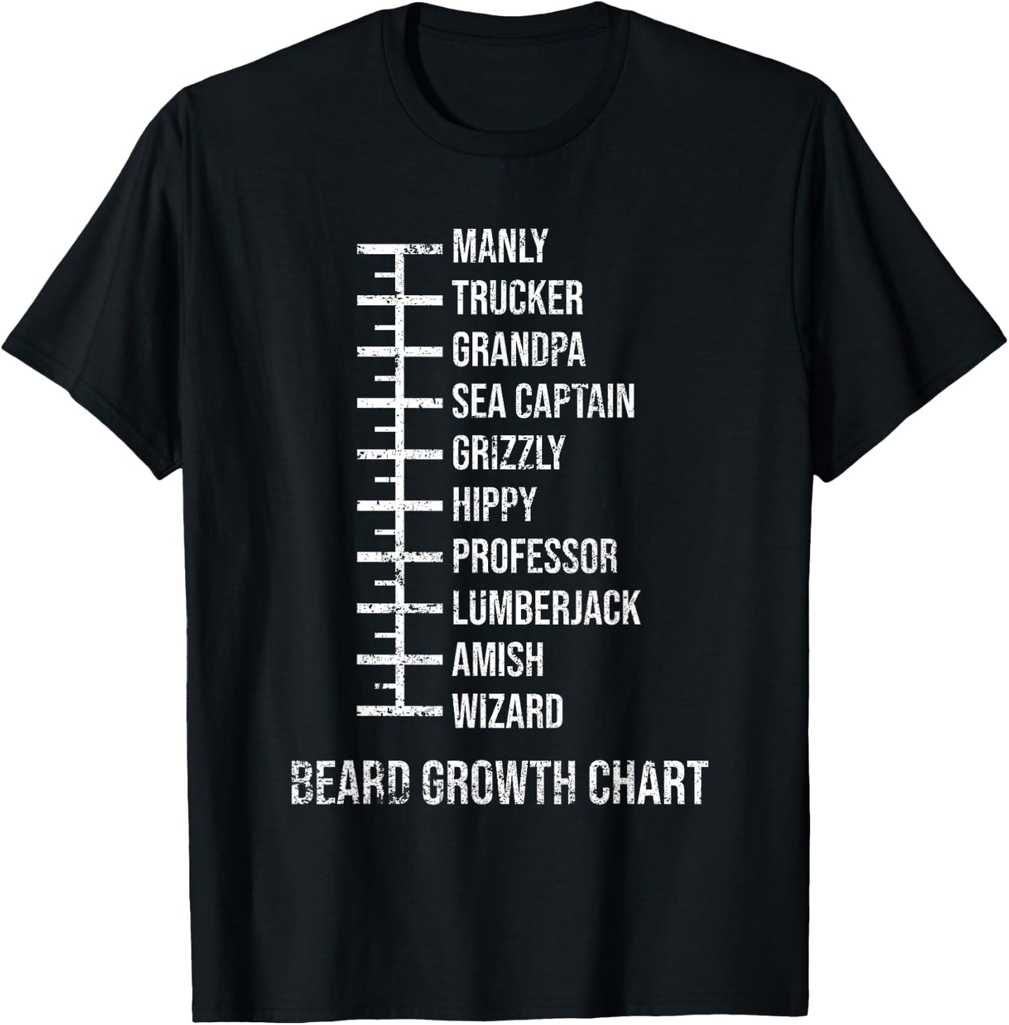 Beard Measurement Chart Beard Length Funny Growth Chart T-Shirt - T-Shirt | Black
