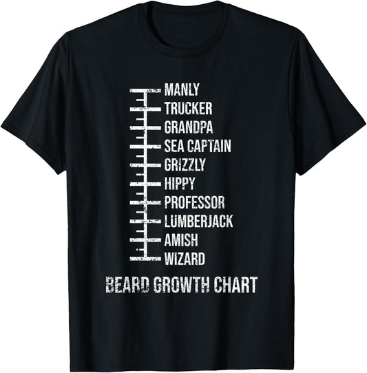 Beard Measurement Chart Beard Length Funny Growth Chart T-Shirt - T-Shirt | Black