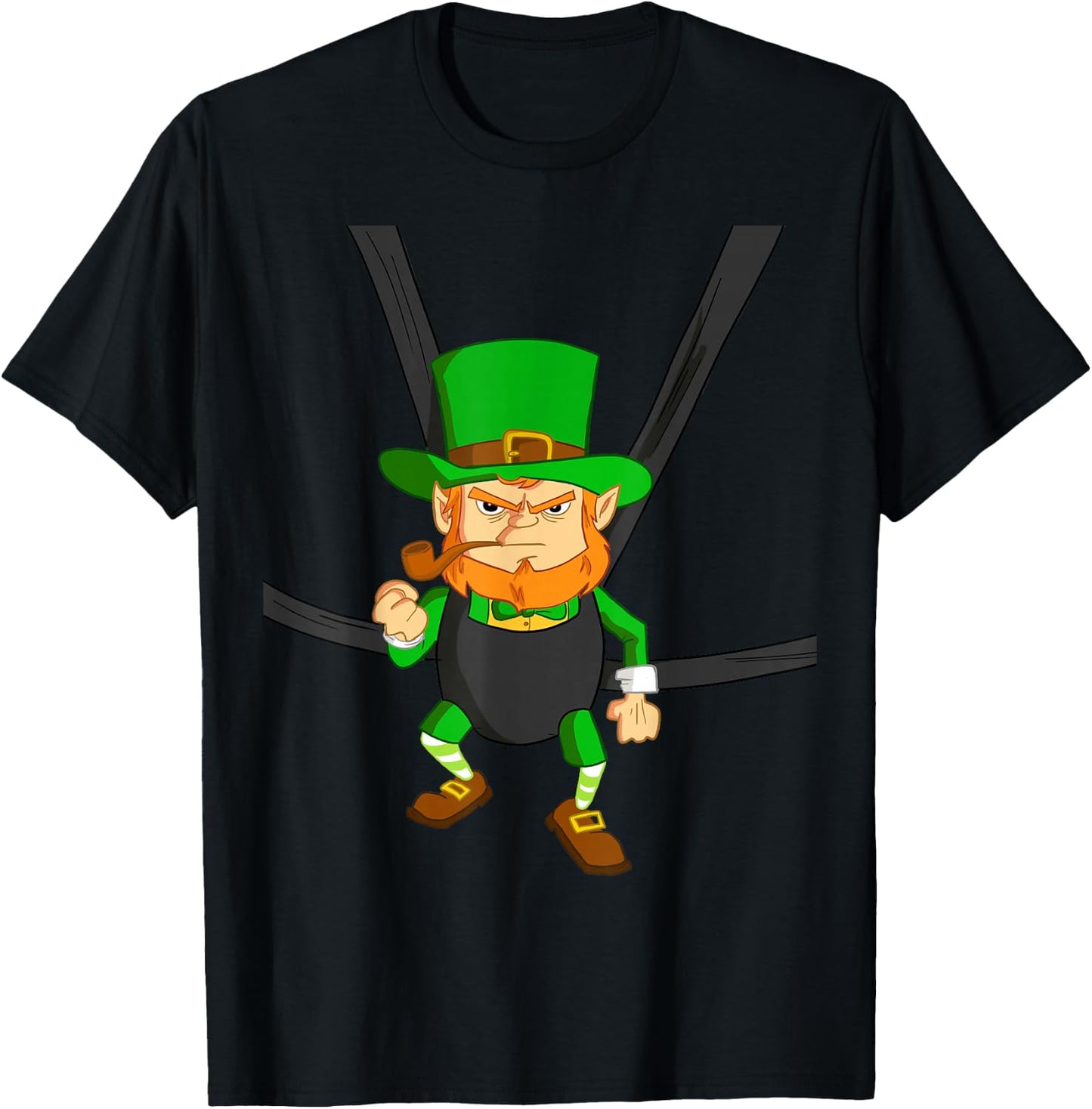 Leprechaun in Baby Carrier Shirt Funny St Paddy's Day T-Shirt - T-Shirt | Black