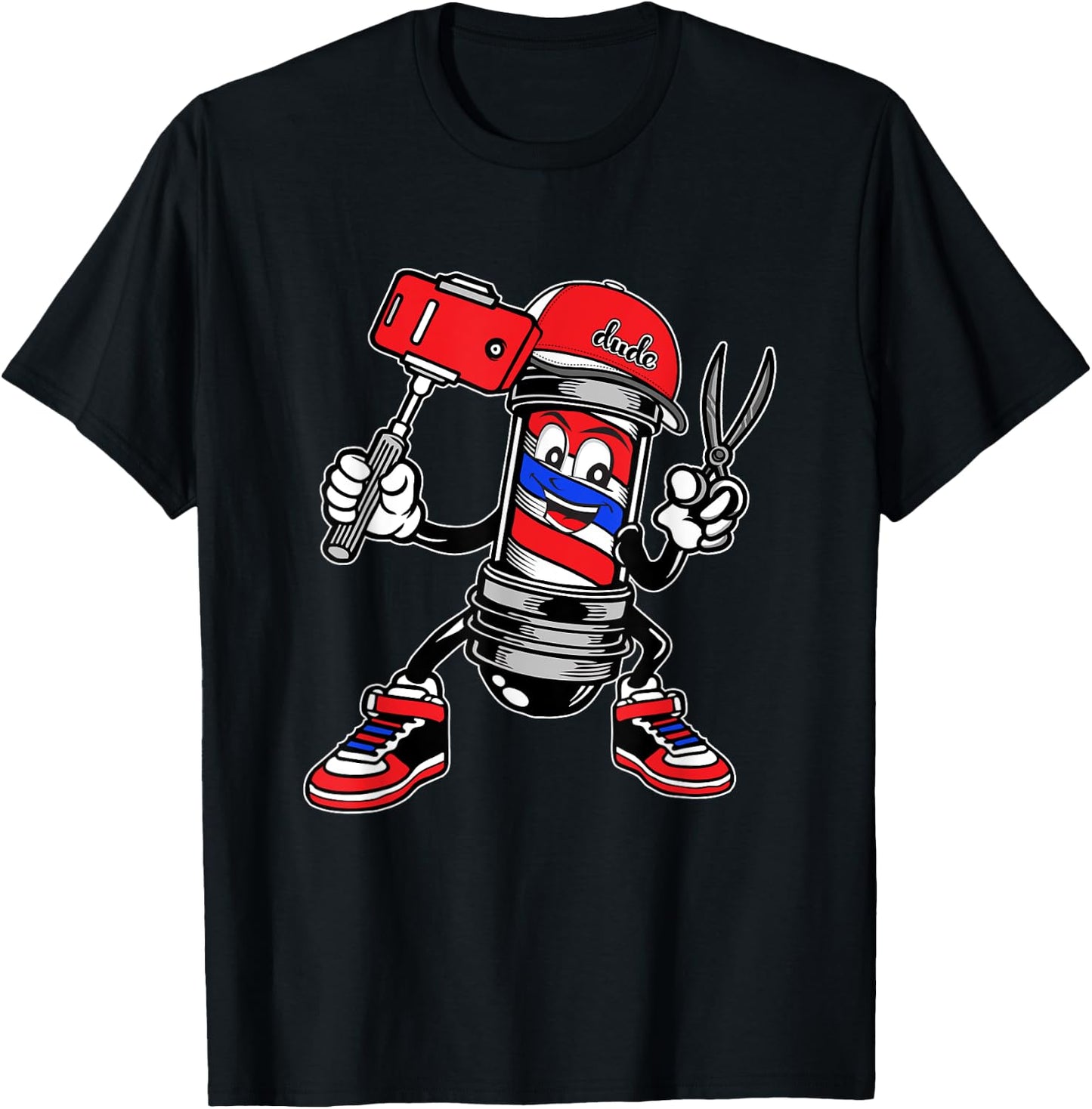 Barbershop Cool Barber Pole Hairdresser Funny Hip Hop Barber T-Shirt - T-Shirt | Black
