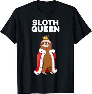 Sloth Queen | Girls Sloth Design | Sloth T-Shirt - T-Shirt | Black