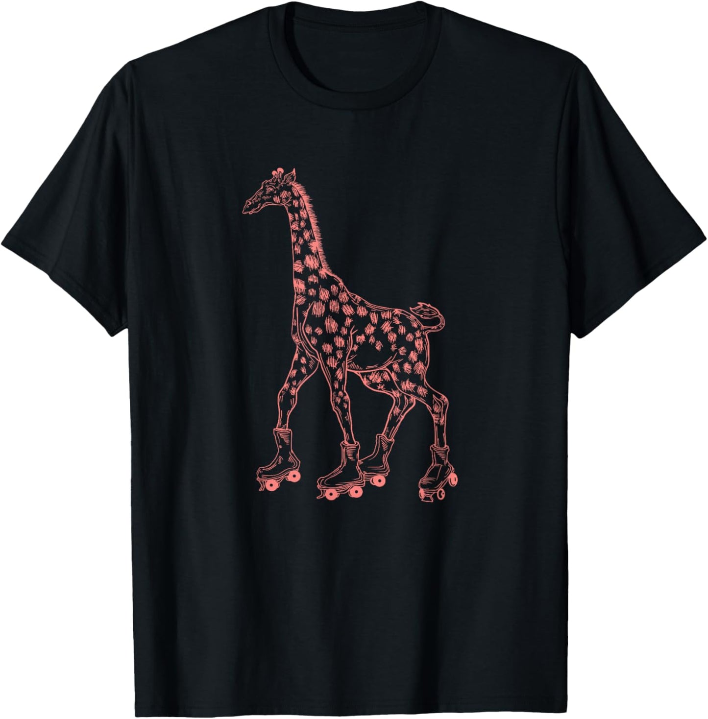 Giraffe Skating Roller Skates Derby Skater Funny Animal T-Shirt - T-Shirt | Black