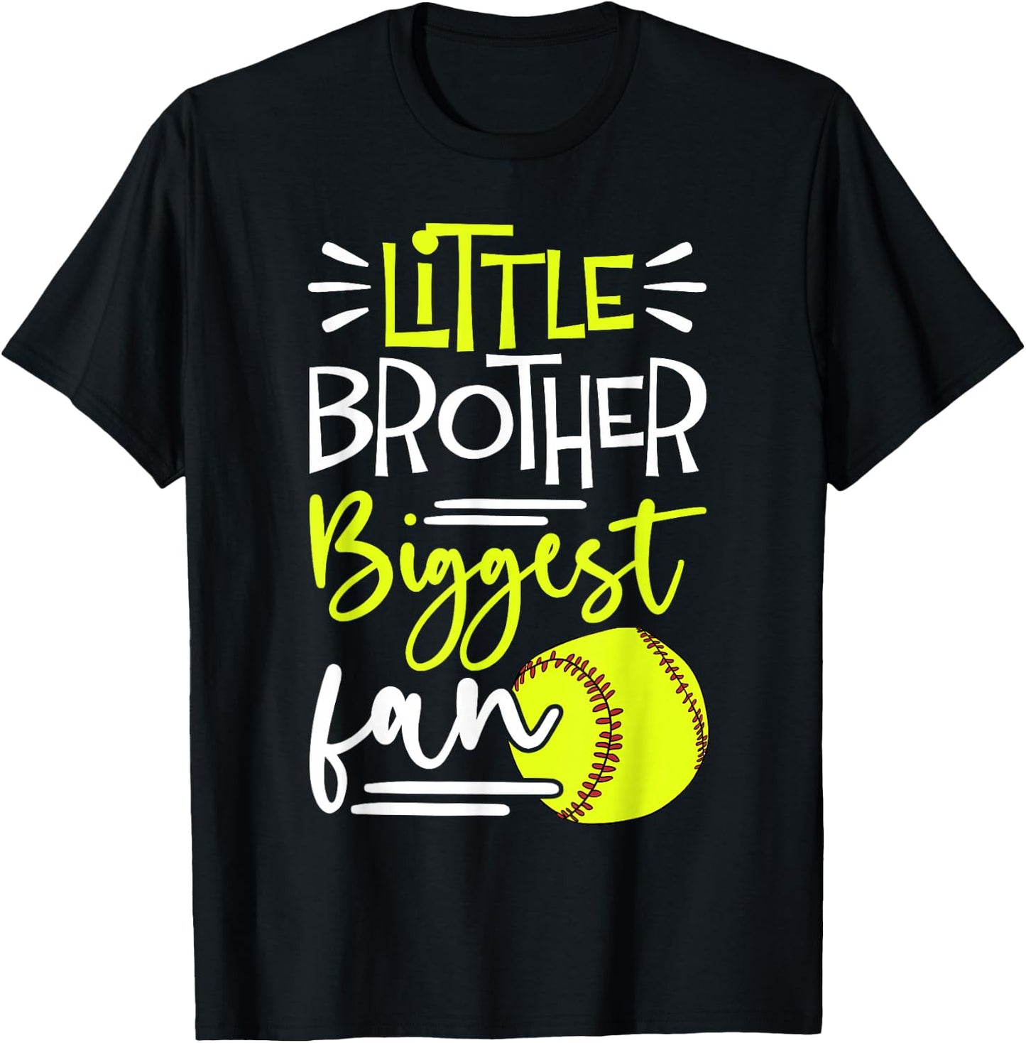 Little Brother Biggest Fan Softball, Softball Boys T-Shirt - T-Shirt | Black