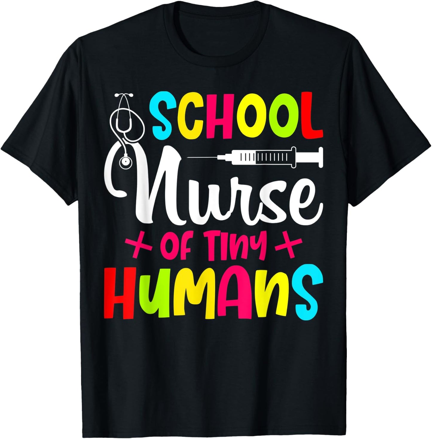 School Nurse Of Tiny Humans Nurse Back To School T-Shirt - T-Shirt | Black