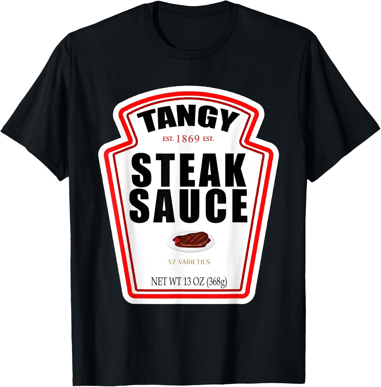Steak Sauce Bottle Label Funny Halloween Costume Outfit T-Shirt - T-Shirt | Black