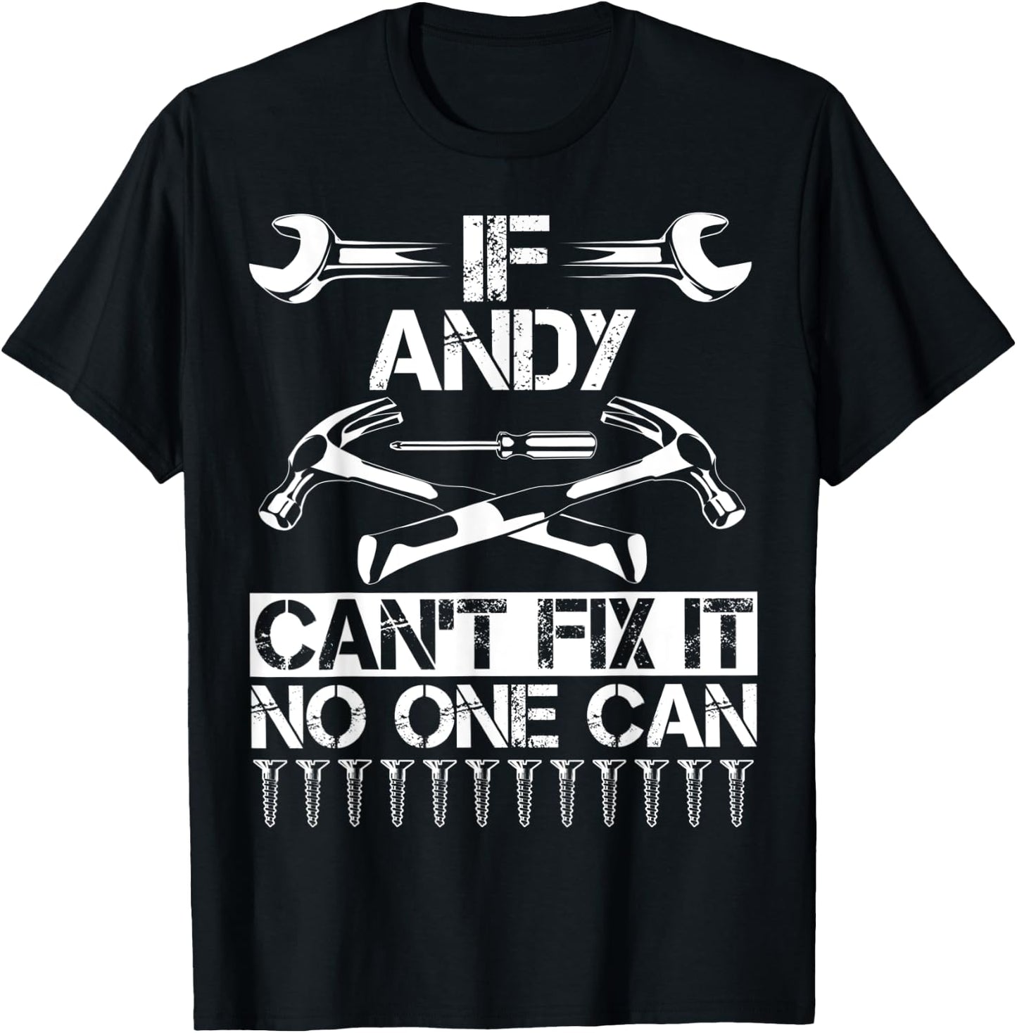 ANDY Fix It Funny Birthday Personalized Name Dad Gift T-Shirt - T-Shirt | Black