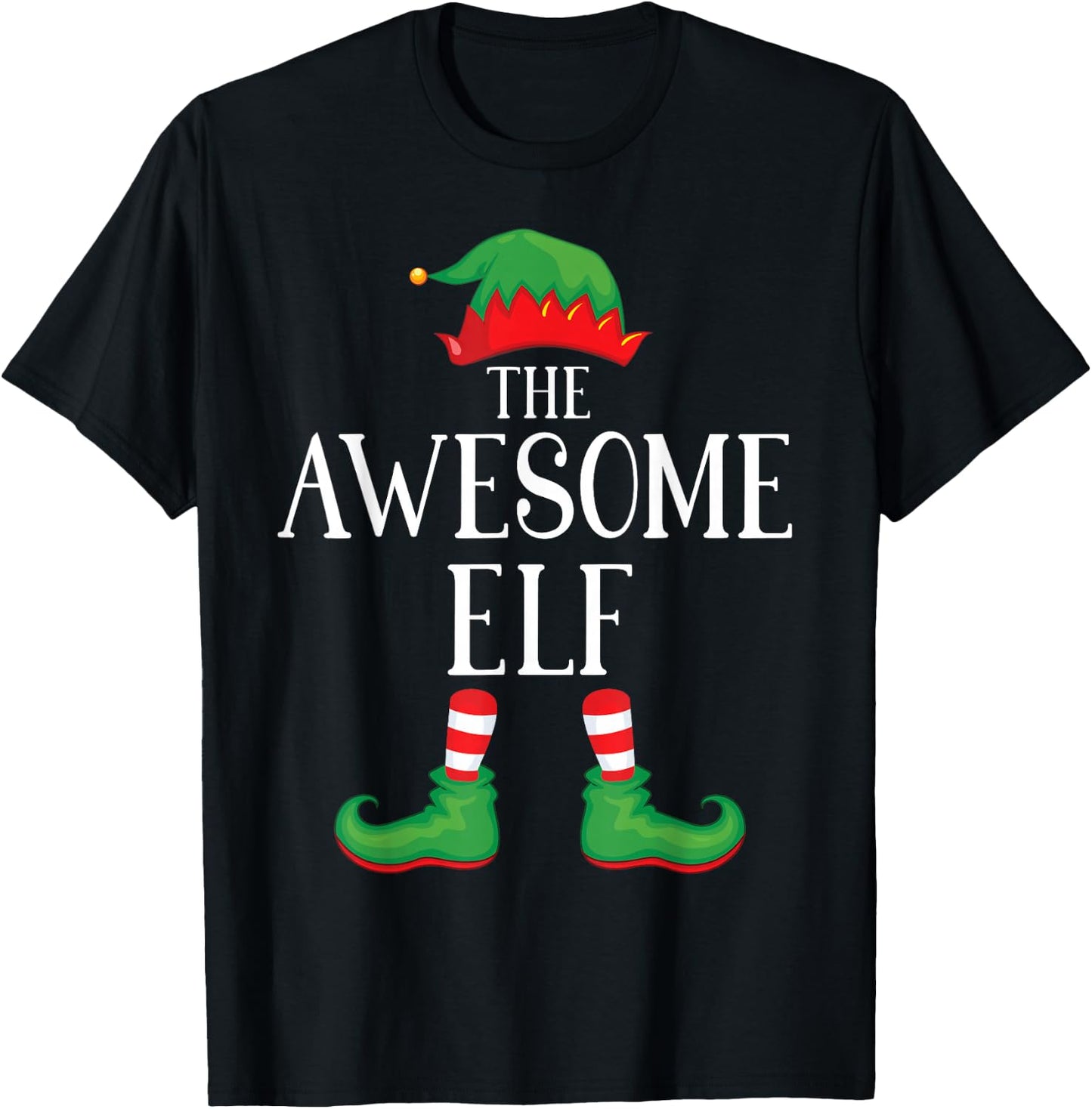 Awesome Elf Matching Group Xmas Funny Family Christmas T-Shirt - T-Shirt | Black