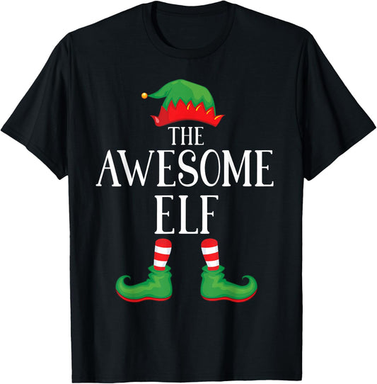 Awesome Elf Matching Group Xmas Funny Family Christmas T-Shirt - T-Shirt | Black