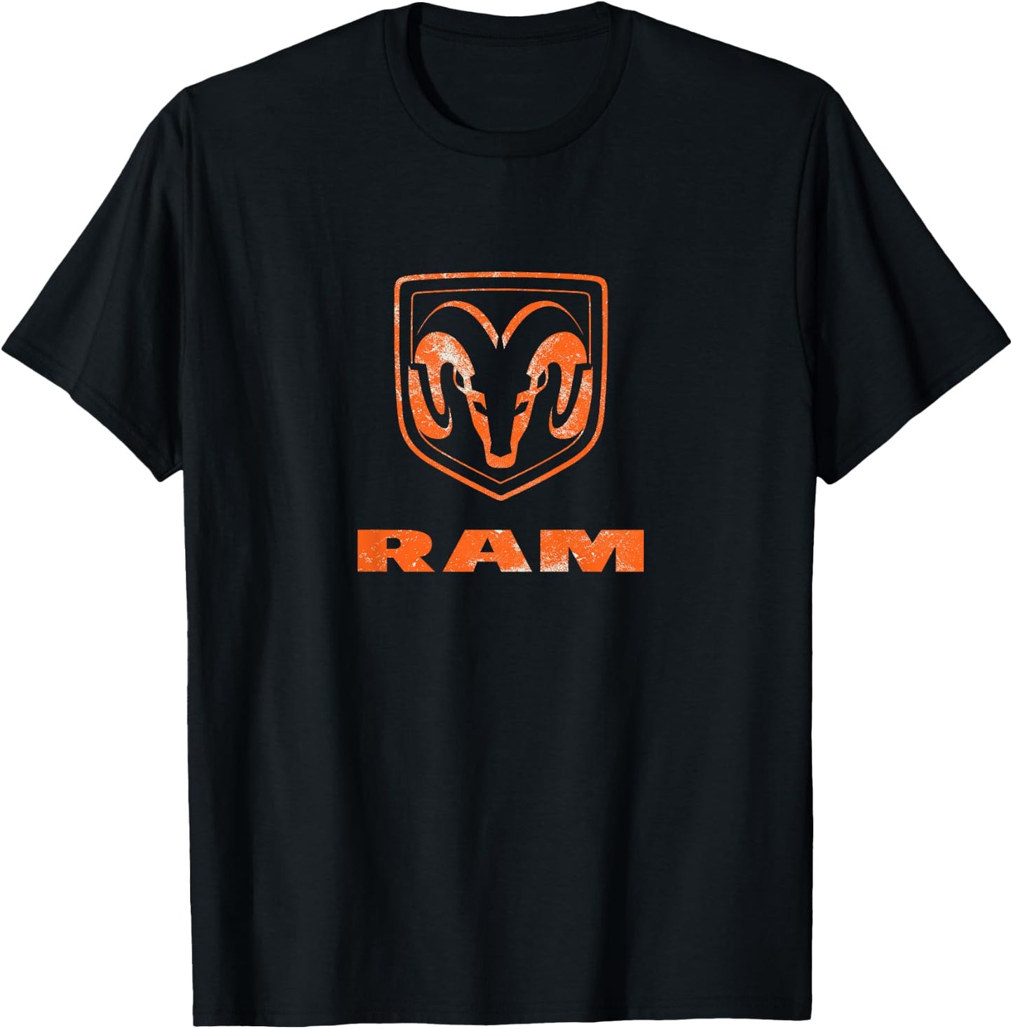 RAM Trucks Orange Logo Distressed T-Shirt - T-Shirt | Black