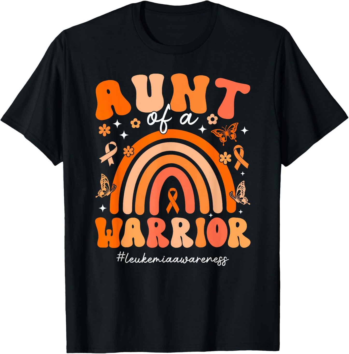 Groovy Leukemia Aunt Of A Leukemia Warrior Aunt T-Shirt - T-Shirt | Black