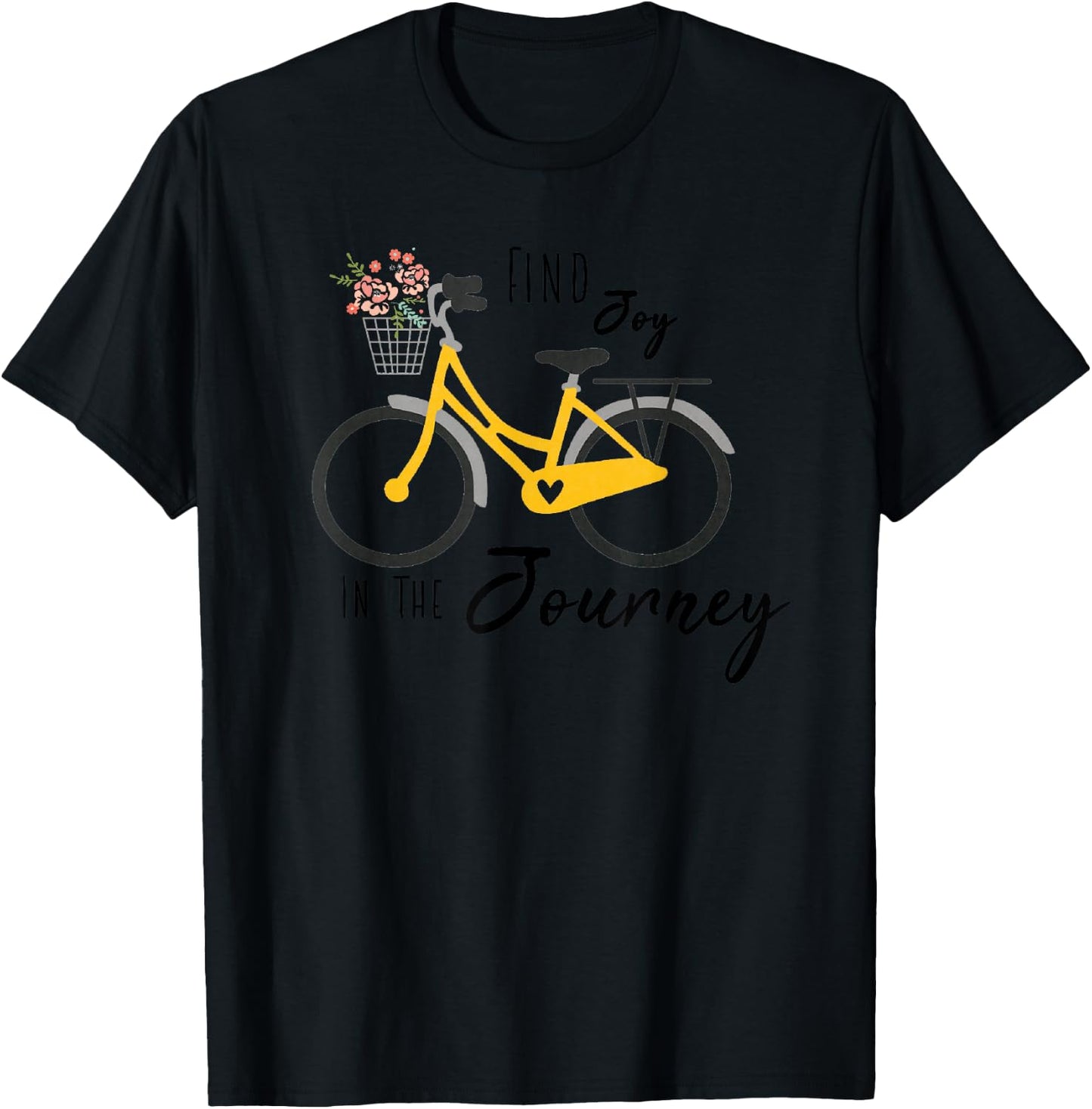 Find Joy in the Journey Flower Bike Shirt Positive Message T-Shirt - T-Shirt | Black