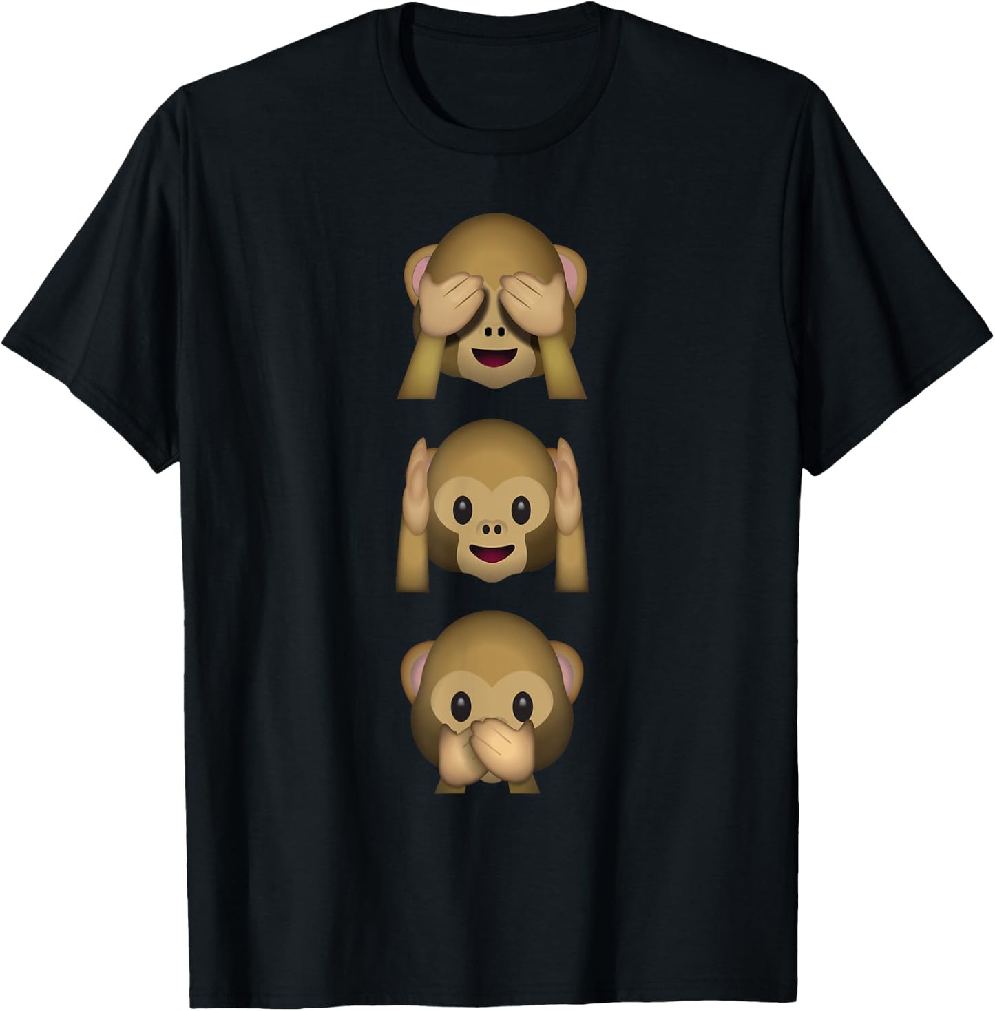 See No Evil Hear No Evil Speak No Evil 3 Wise Monkeys T-Shirt - T-Shirt | Black