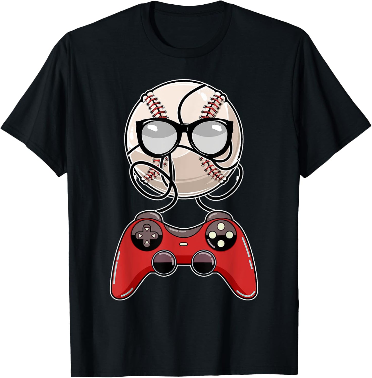 Video-game Controller Baseball Gaming Sports Player Gamer T-Shirt - T-Shirt | Black