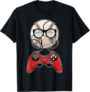 Video-game Controller Baseball Gaming Sports Player Gamer T-Shirt - T-Shirt | Black