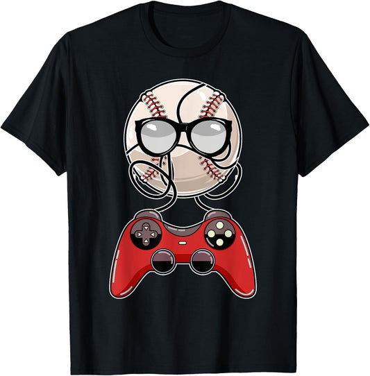Video-game Controller Baseball Gaming Sports Player Gamer T-Shirt - T-Shirt | Black