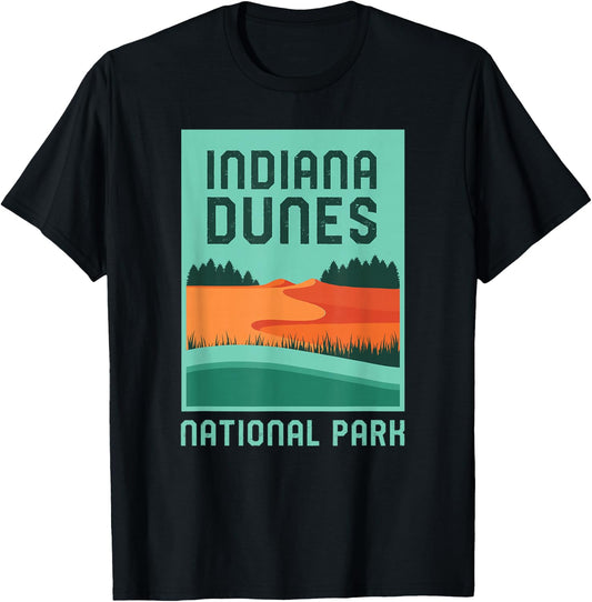 Indiana Dunes National Park Vacation Retro Graphic T-Shirt - T-Shirt | Black