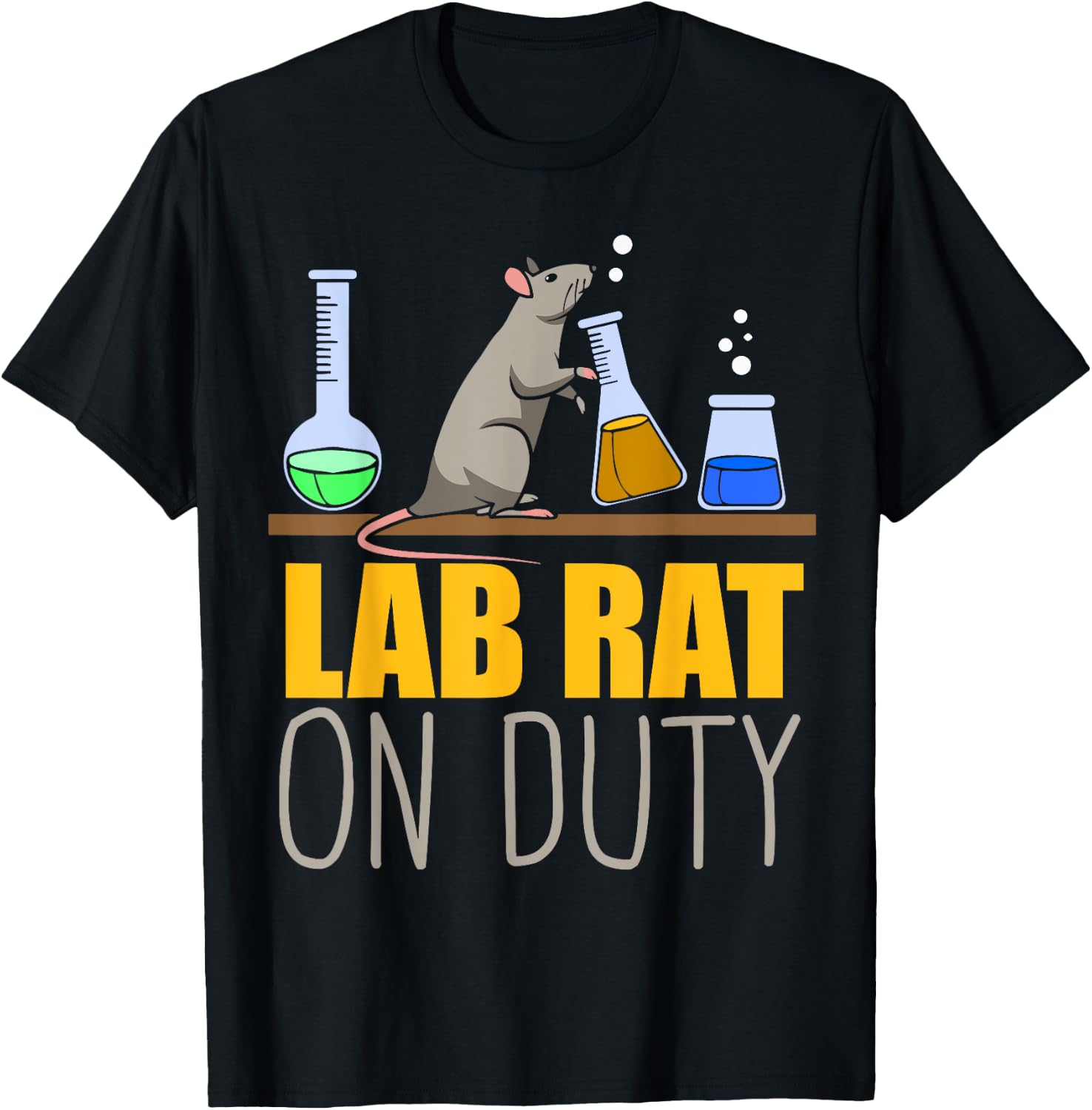 Lab Rat on Duty - Chemistry Mouse Lab Rat T-Shirt - T-Shirt | Black