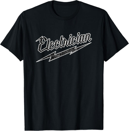 Electrician Sparky Local Trade Power Tool Logo Distressed T-Shirt - T-Shirt | Black