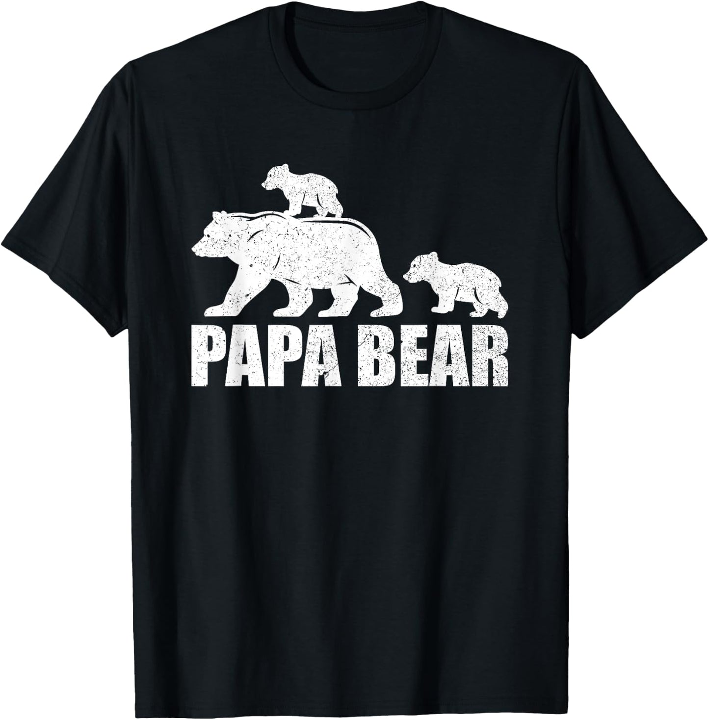 Papa Bear Two Cubs Shirt Daddy Bear Twin Papa 2 Kids T-Shirt - T-Shirt | Black