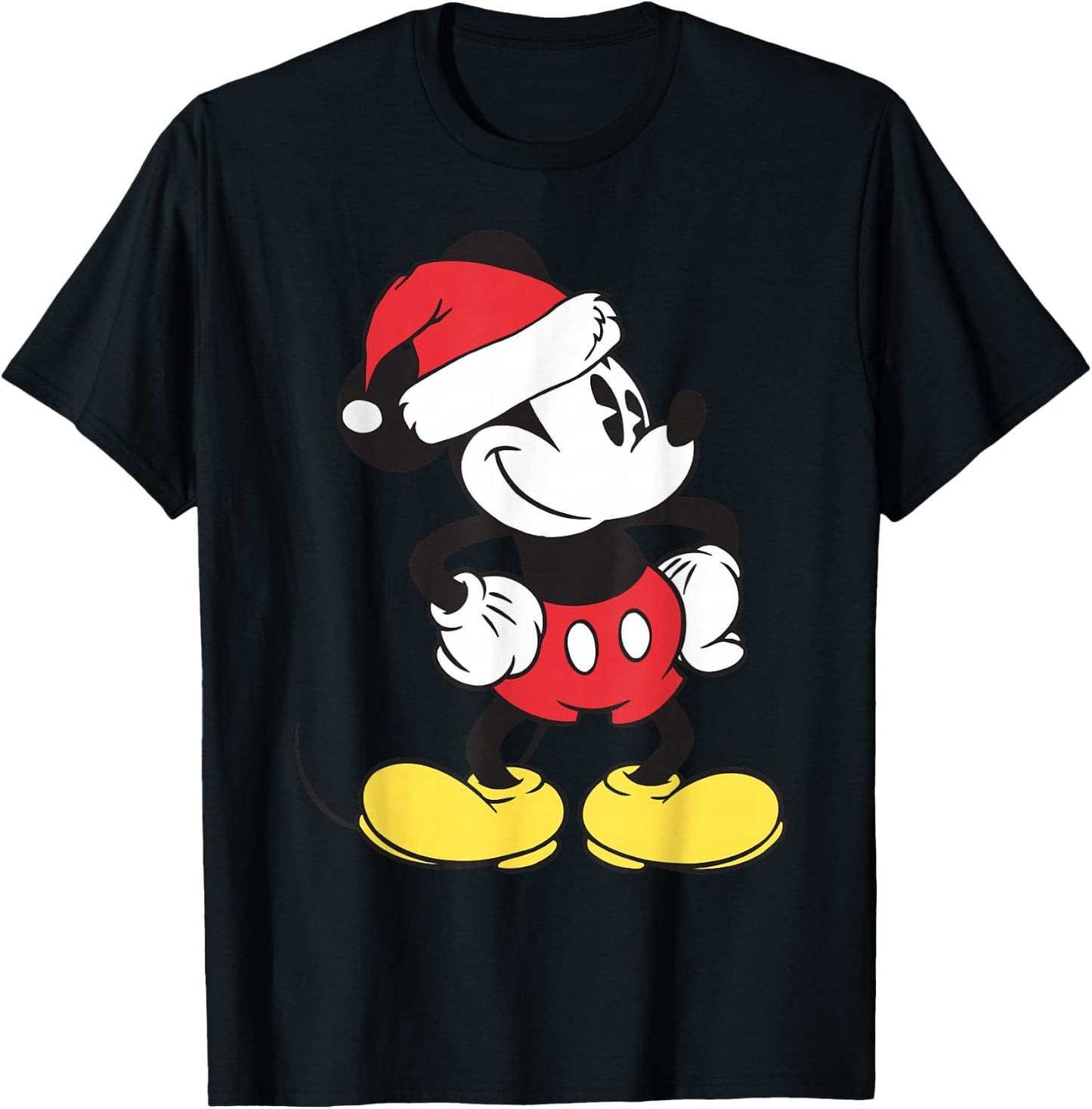 Disney - Mickey Mouse Holiday Santa Hat T-Shirt - T-Shirt | Black