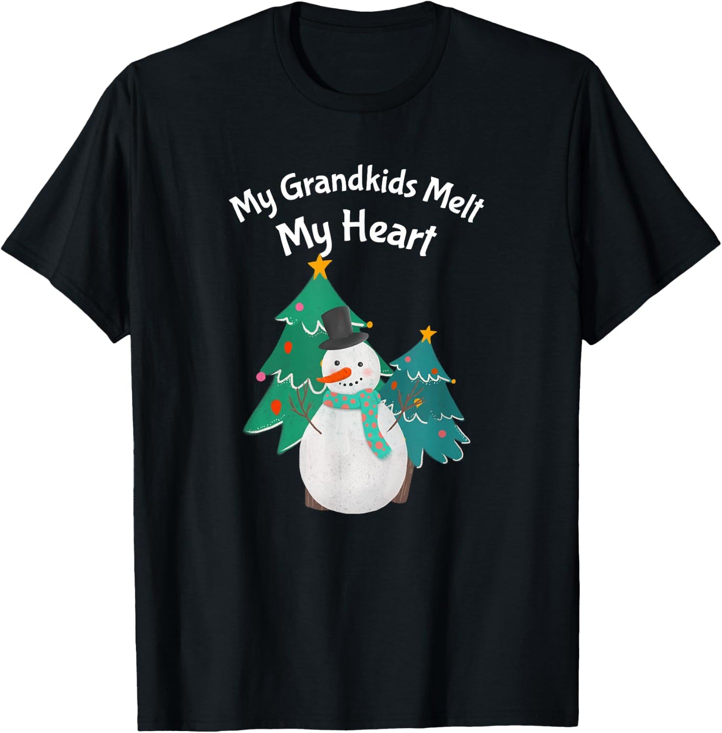 My Grandkids Melt My Heart Snowman Shirt For Grandma T-Shirt - T-Shirt | Black