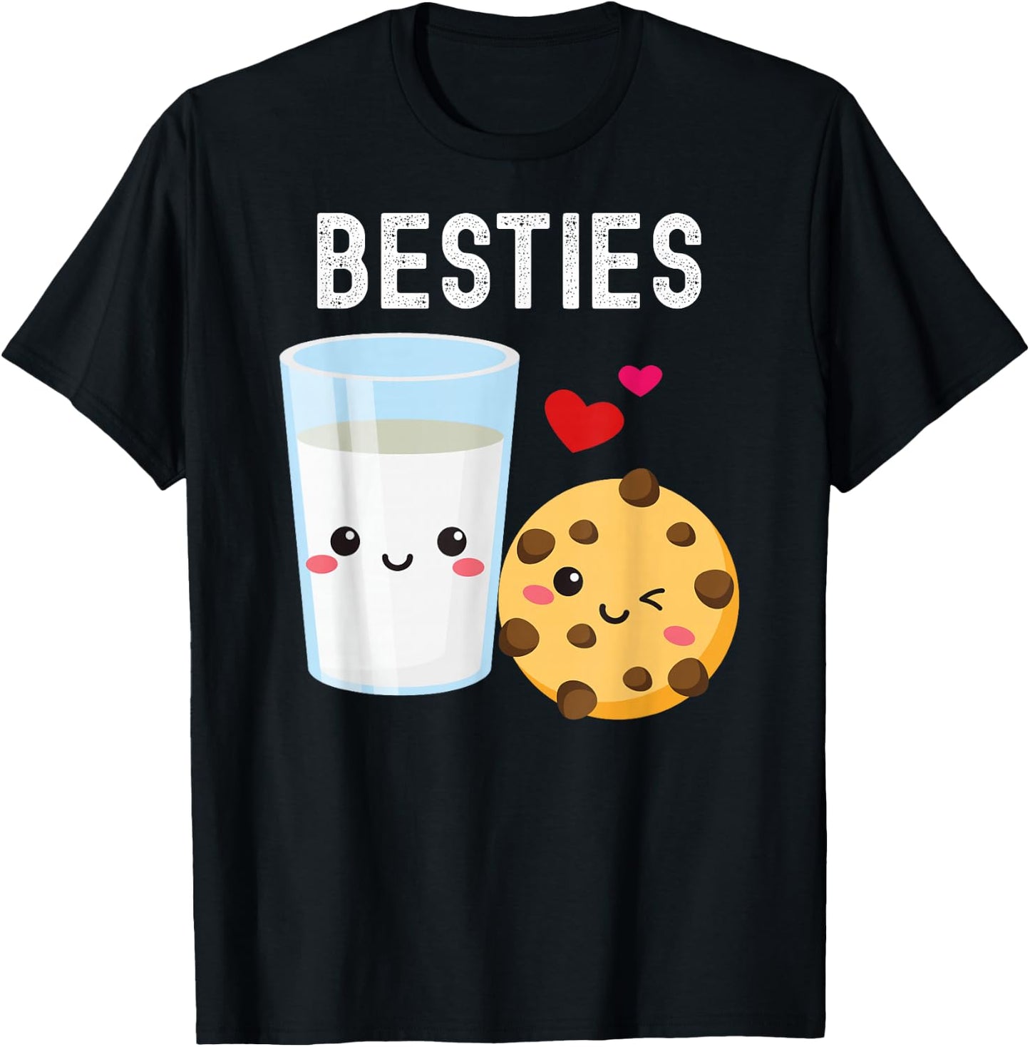 Besties Kawaii Milk and Cookie Best Friends Couples Matching T-Shirt - T-Shirt | Black