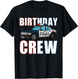Kids Police Birthday Crew Policeman Officer Cop Boys T-Shirt - T-Shirt | Black
