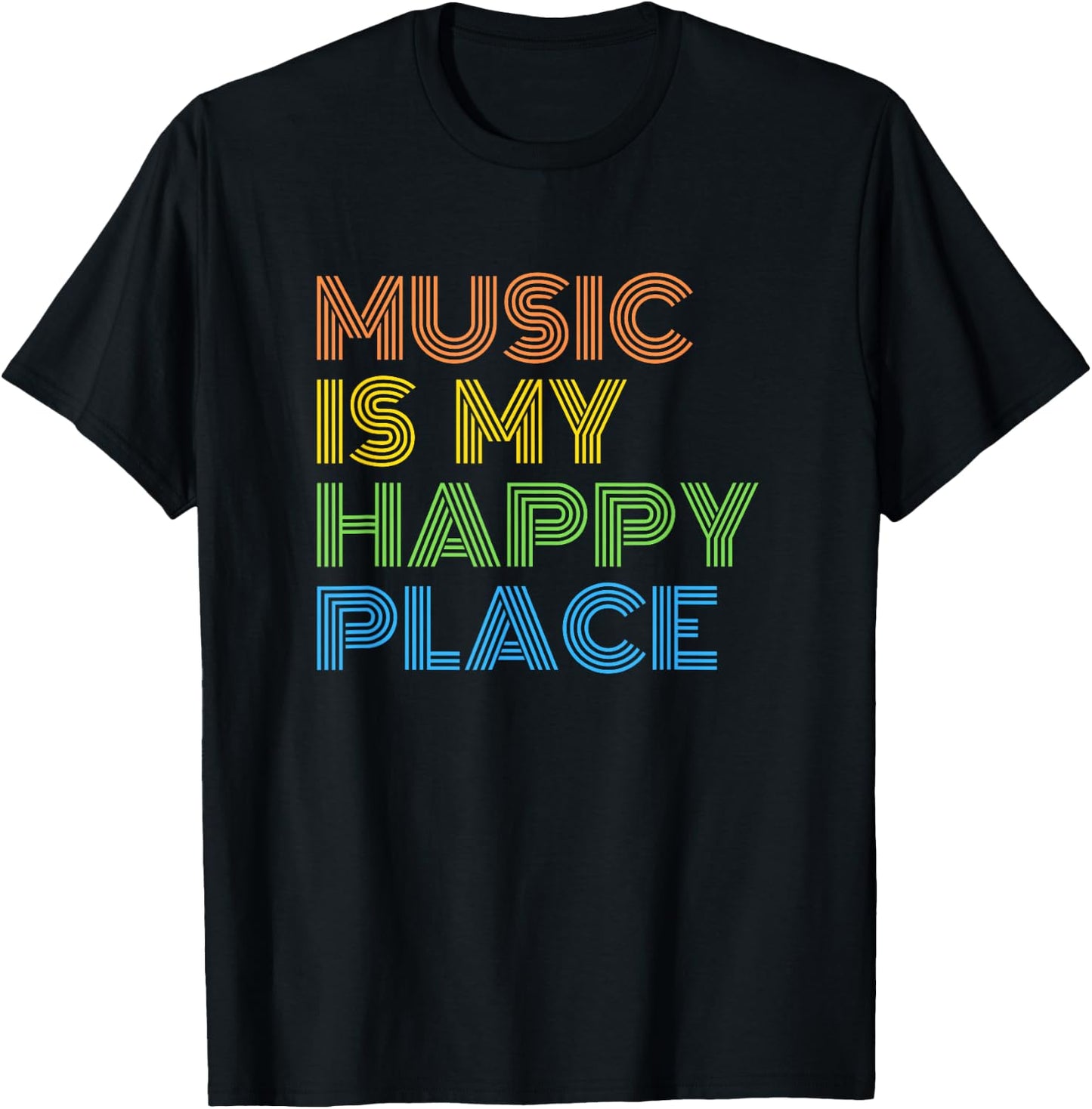 Music is My Happy Place - Funny Music Teacher Musician Band Men Women Kids T-Shirt - T-Shirt | Black