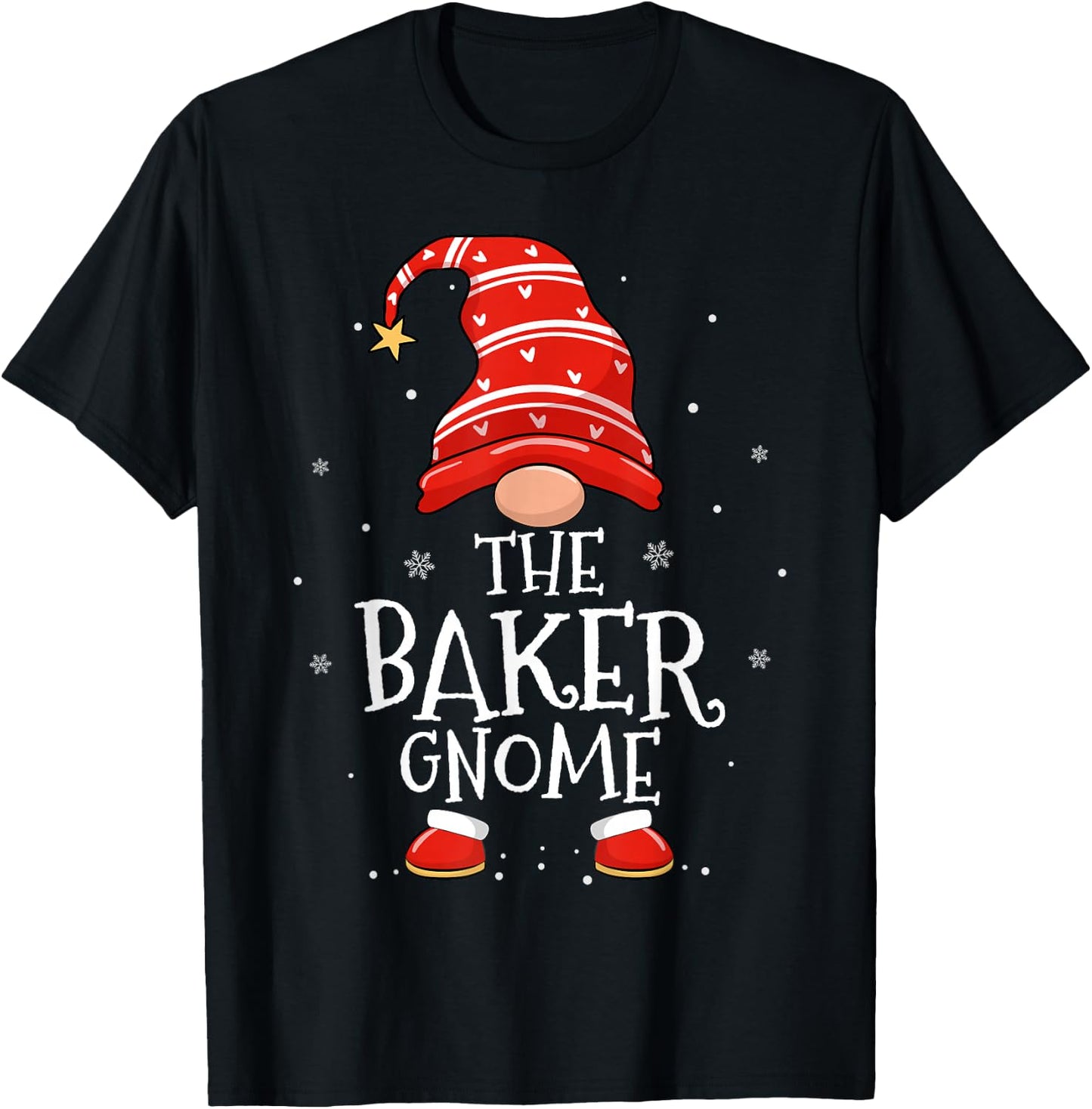 Baker Gnome Xmas Family Matching Funny Christmas Gnomes T-Shirt - T-Shirt | Black