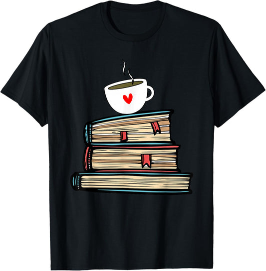 Tea Cup Book Lovers Gifts Book Shirt Cute Book Reader Shirts T-Shirt - T-Shirt | Black