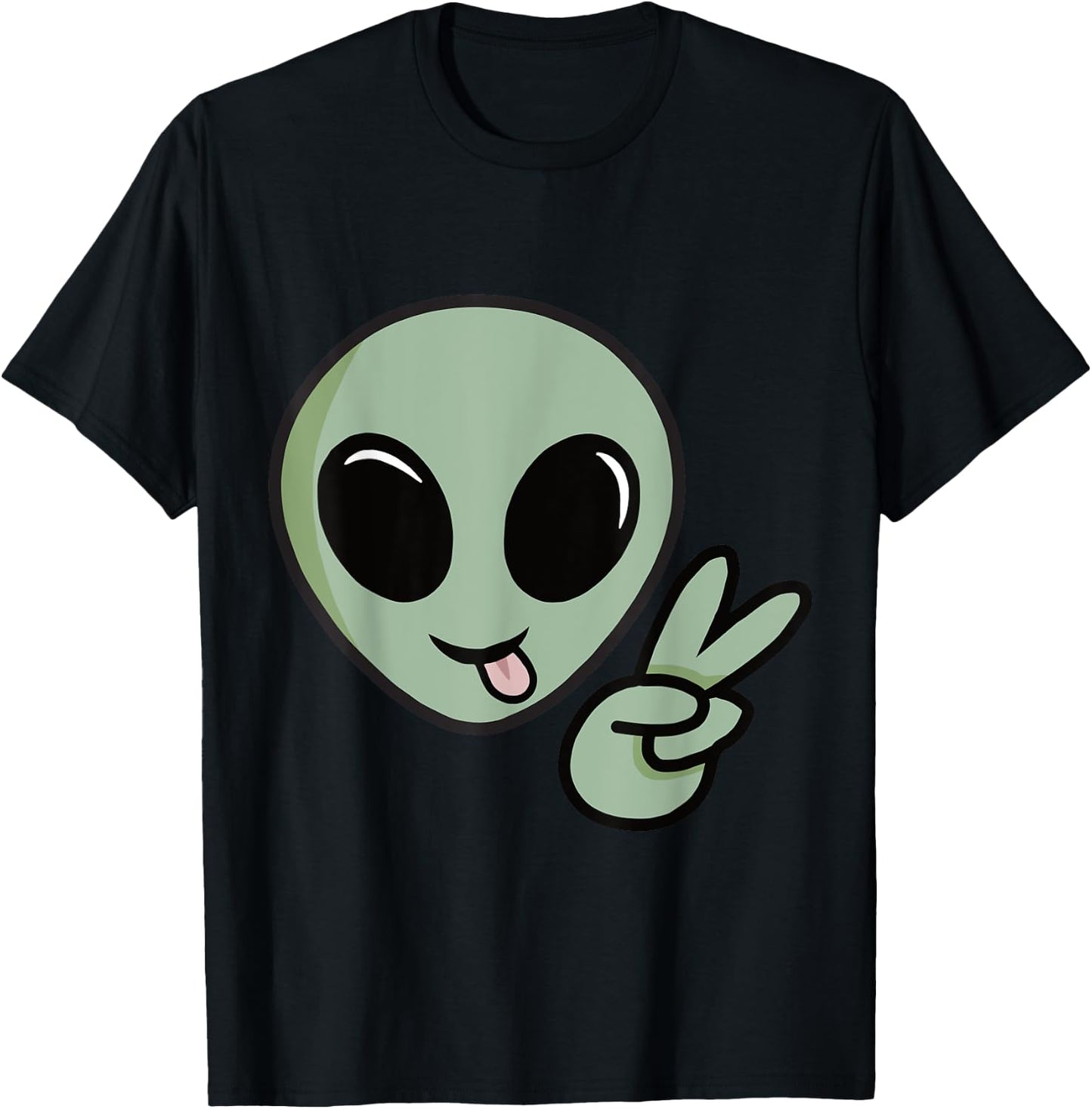 Cute Alien Peace Sign T-Shirt - T-Shirt | Black