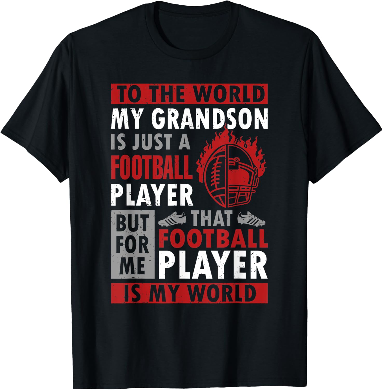 To The Word My Grandson Is Just A Football Player Grandpa T-Shirt - T-Shirt | Black