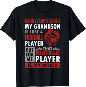 To The Word My Grandson Is Just A Football Player Grandpa T-Shirt - T-Shirt | Black