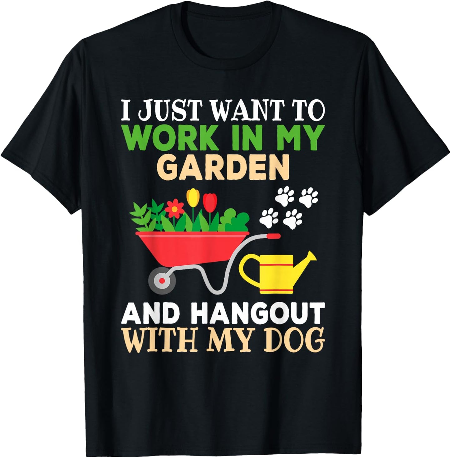 Funny Gardener Dog Lover Garden Women Men T-Shirt - T-Shirt | Black
