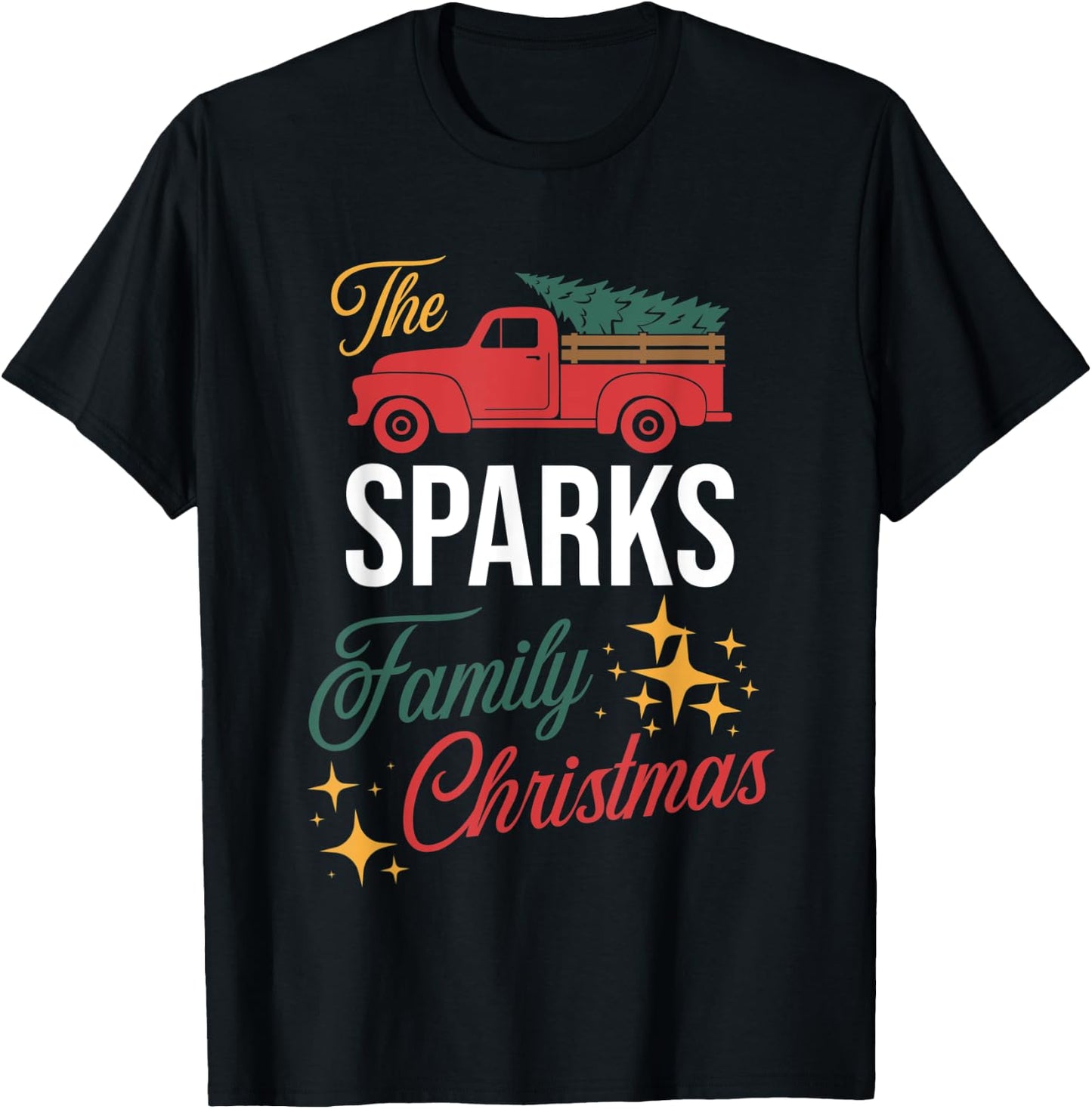 The Sparks Family Christmas Matching Pajamas Group Gift T-Shirt - T-Shirt | Black